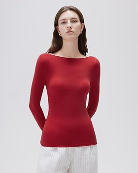 SUUKSESS Cloud Cashmere Women Boat Neck Fitted Long Sleeve Shirt Basic Knit Tops | Amazon (US)