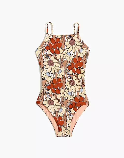 Madewell Second Wave High-Neck One-Piece Swimsuit in Daydream Floral | Madewell