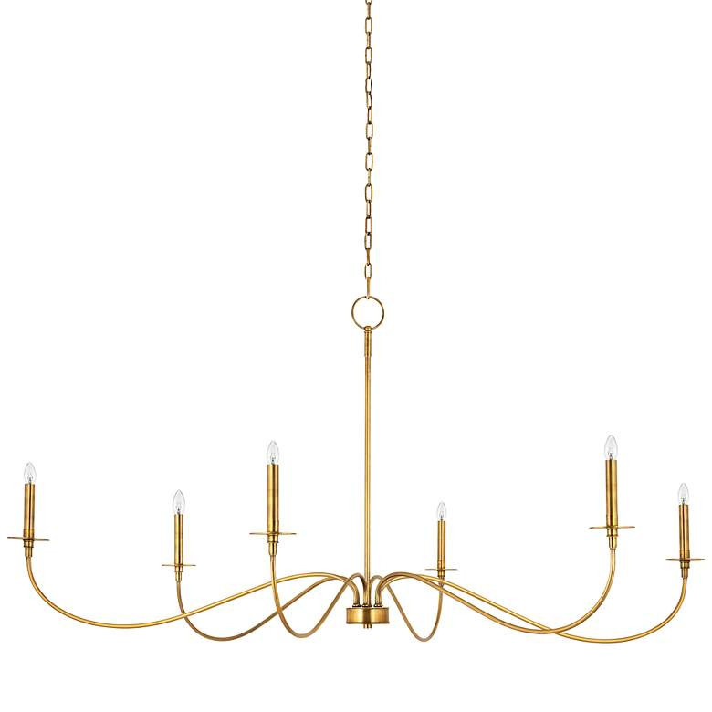 Arrington 63" Wide Rubbed Brass 6-Light Candelabra Chandelier | Lamps Plus