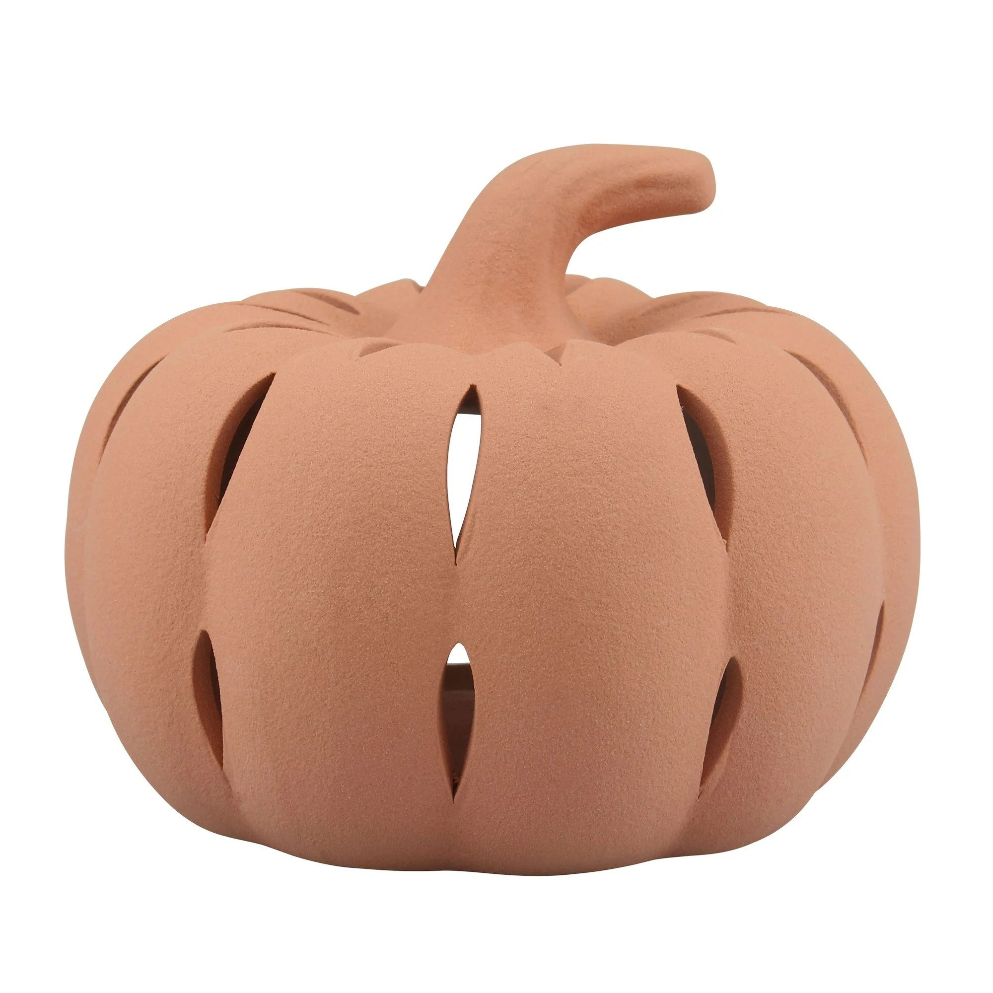 Better Homes & Gardens Medium Flameless Pumpkin Candle Holder, Orange, Ceramic - Walmart.com | Walmart (US)