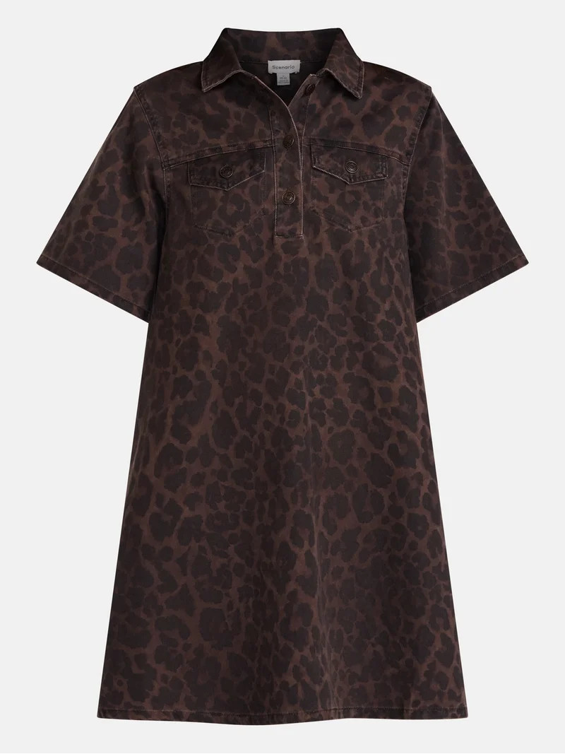 Scenario Women's and Women's Plus Printed Denim Dress, Sizes XS-4X | Walmart (US)