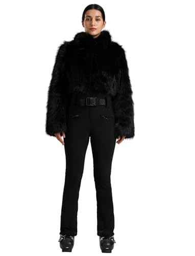 GSOU SNOW Womens Ski Suit One Piece Waterproof Snowsuit Slim Fit Insulated Snowboard Ski Outfits Winter Faux Fur Jumpsuit | Amazon (US)