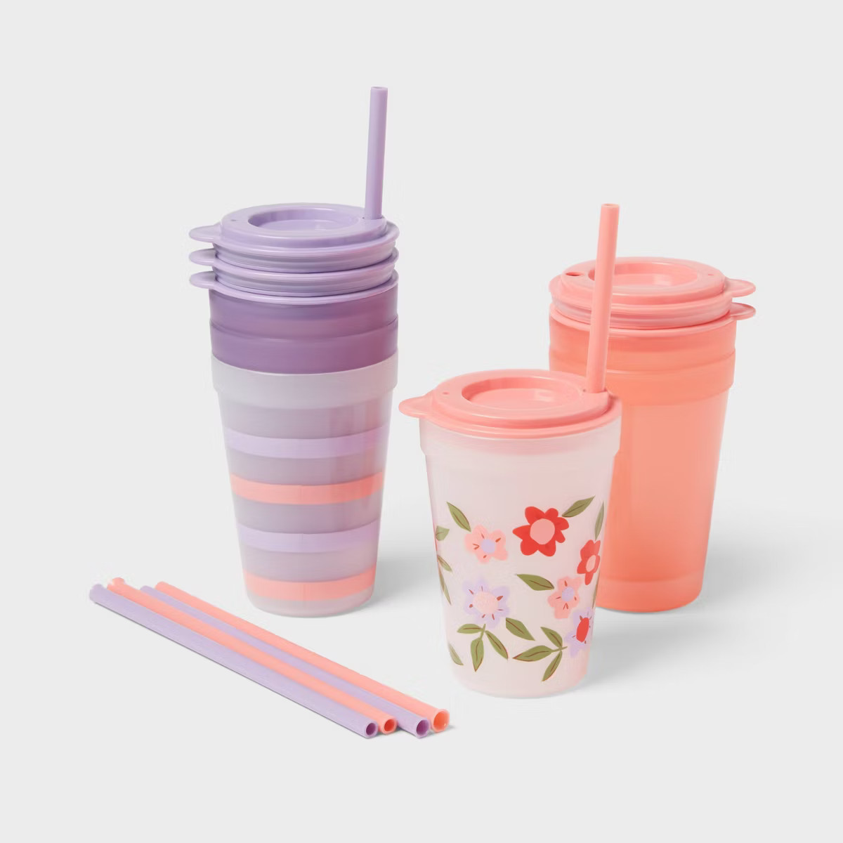 Kids' 18pc Plastic Drinkware Set Peach/Melon - Pillowfort™ | Target