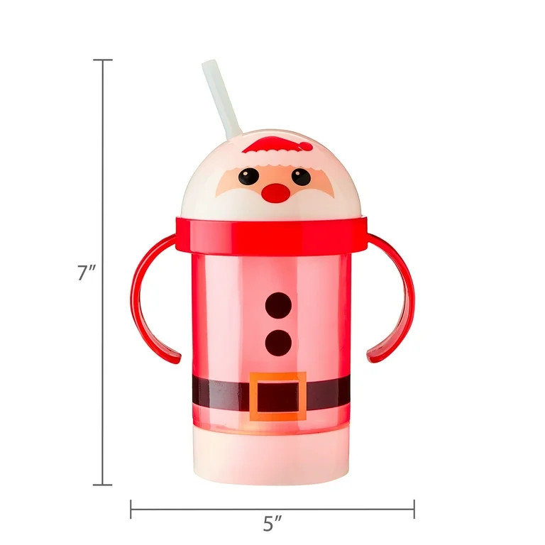 Light-Up Plastic Santa Sippy Cup with Dome Lid and Straw, Red, 16 fl oz, by Holiday Time | Walmart (US)