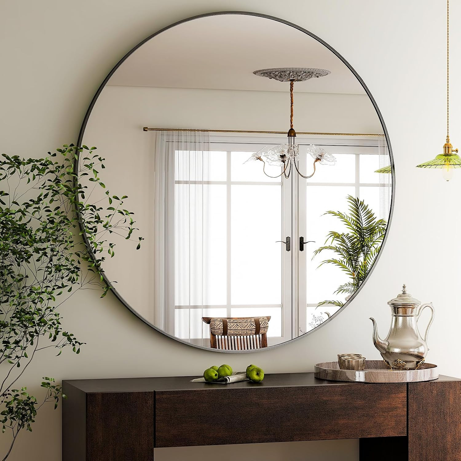 HARRITPURE 48 Inch Round Mirror Black Circle Bathroom Mirror | Amazon (US)