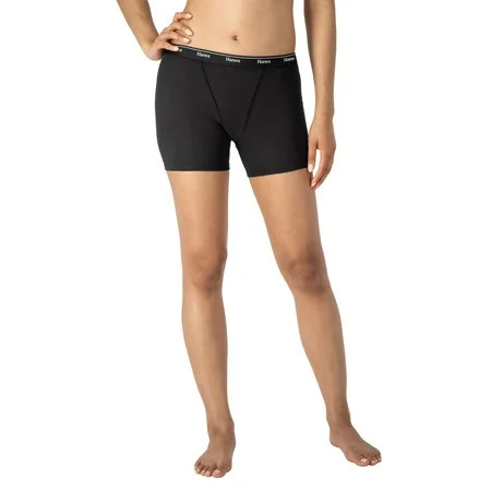 Hanes Originals Women s Mid-Thigh Boxer Brief Underwear Breathable Cotton Stretch 4-Pack | Walmart (US)