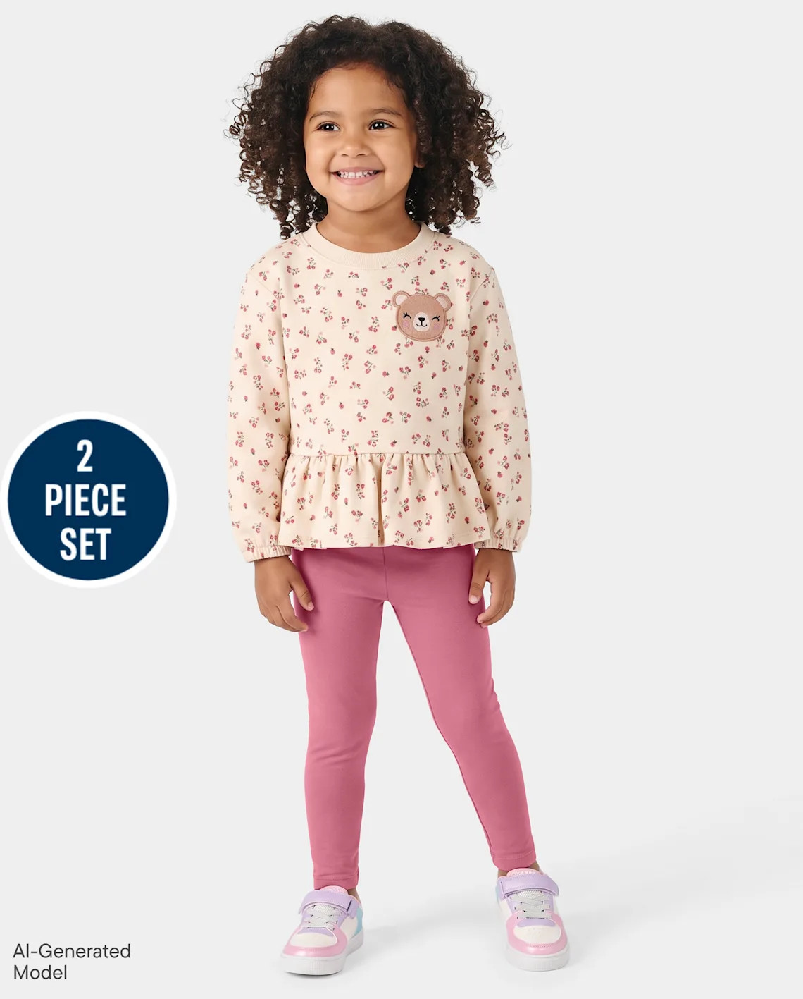 Toddler Girls Embroidered Bear 2-Piece Outfit Set - pink | The Children's Place