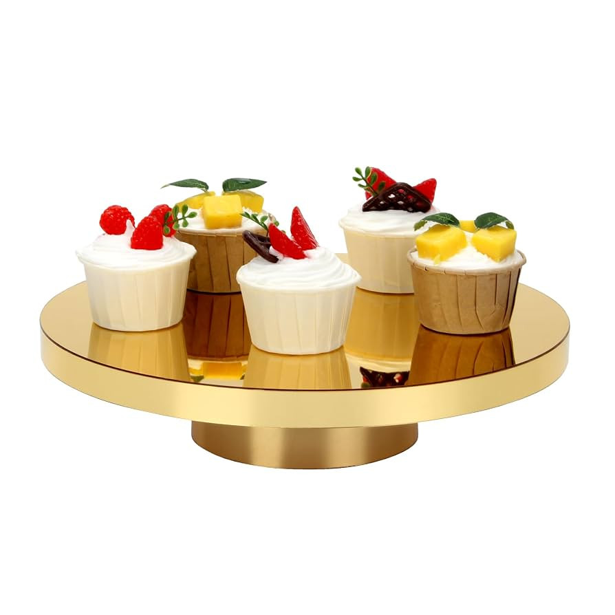 11.8''Gold Cake Stand, Round Dessert Table Display Holder, Acrylic Cake Tray Serving Platter for ... | Amazon (US)