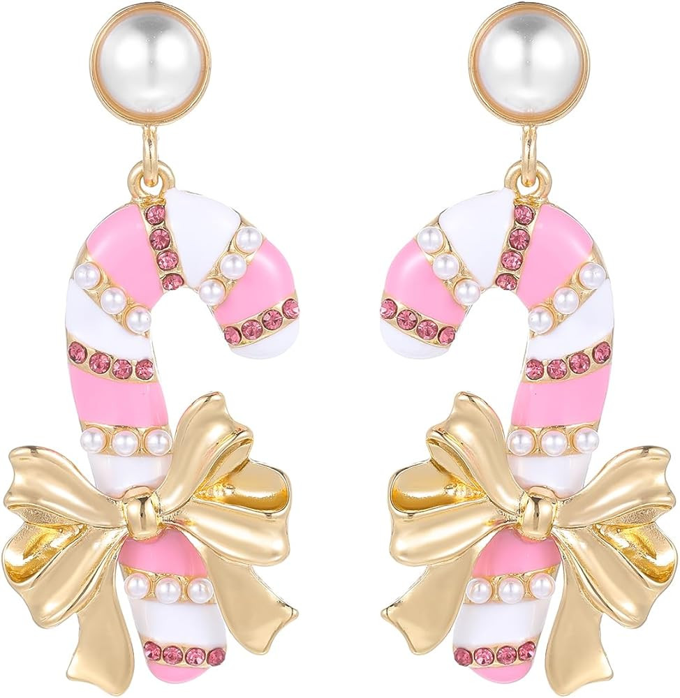 Madison Tyler Christmas Earrings for Women | Xmas Pink Santa Claus Candy Cane House Bow Nutcracke... | Amazon (US)