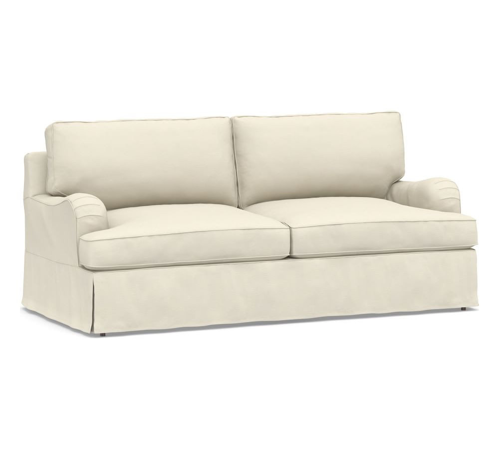 SoMa Hawthorne English Arm Slipcovered Sofa, Polyester Wrapped Cushions, Park Weave Ivory | Pottery Barn (US)