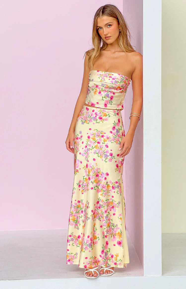 Genevieve Yellow Bloom Maxi Skirt | Beginning Boutique | Beginning Boutique (US)