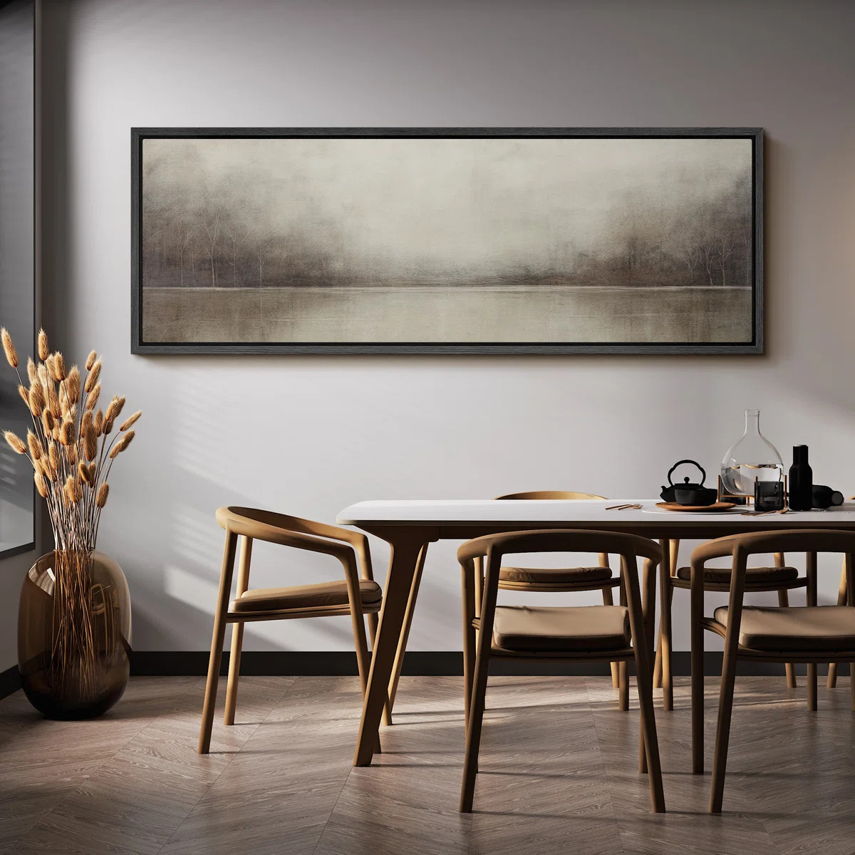 Minimal Landscape Tranquil Neutral Abstract Landscape Retro Moody Extra Large Framed Art Home Dec... | Wayfair North America