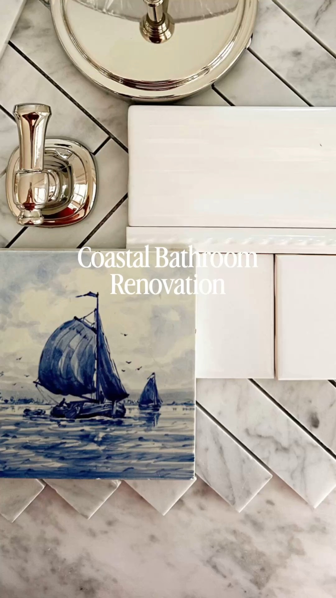 Details from our first bath renovation at Foxhill House. Coastal bathroom accessories & fixtures. Vanity, mirrors, sconces.