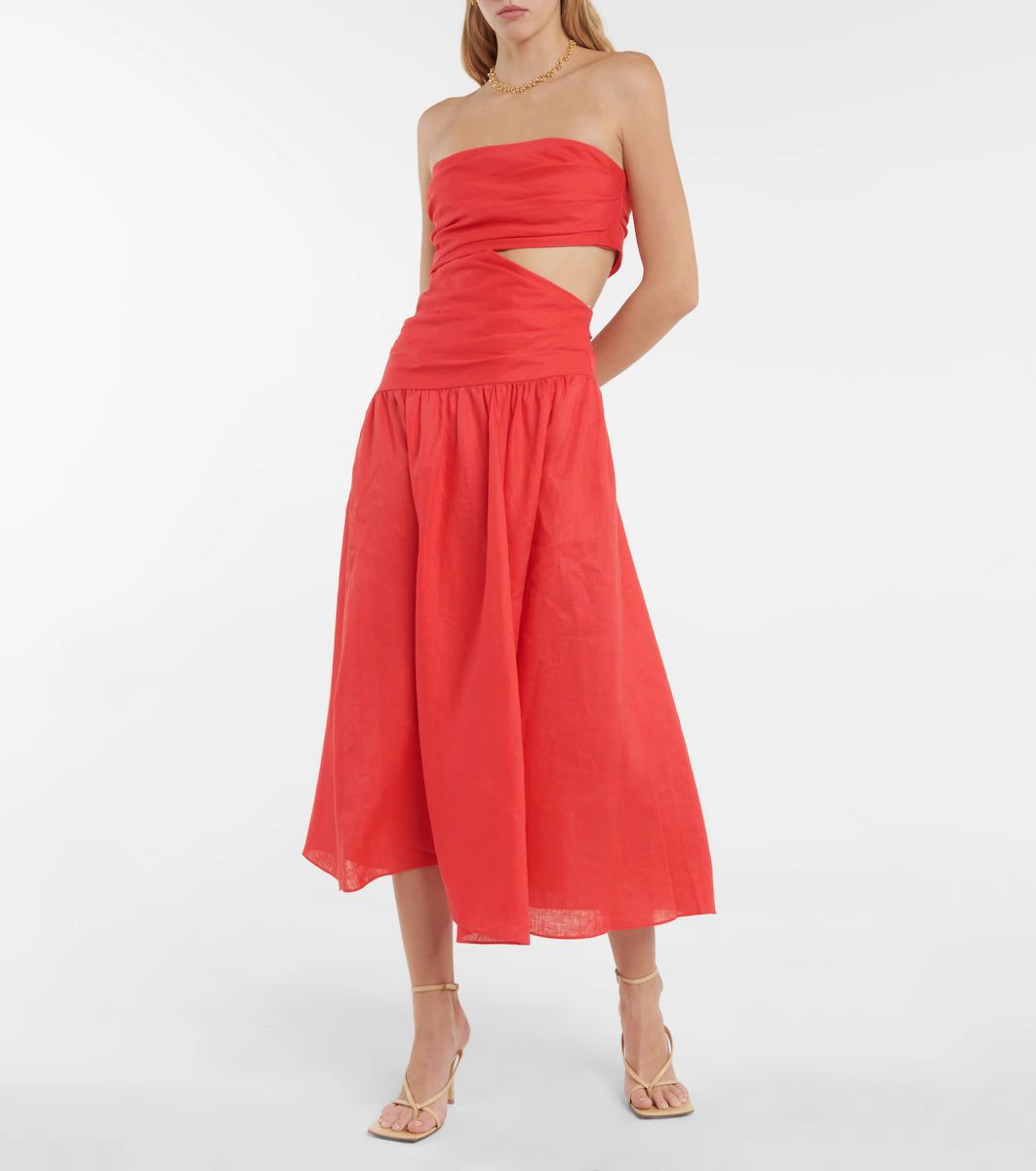 Lyre strapless linen midi dress | Mytheresa (US/CA)