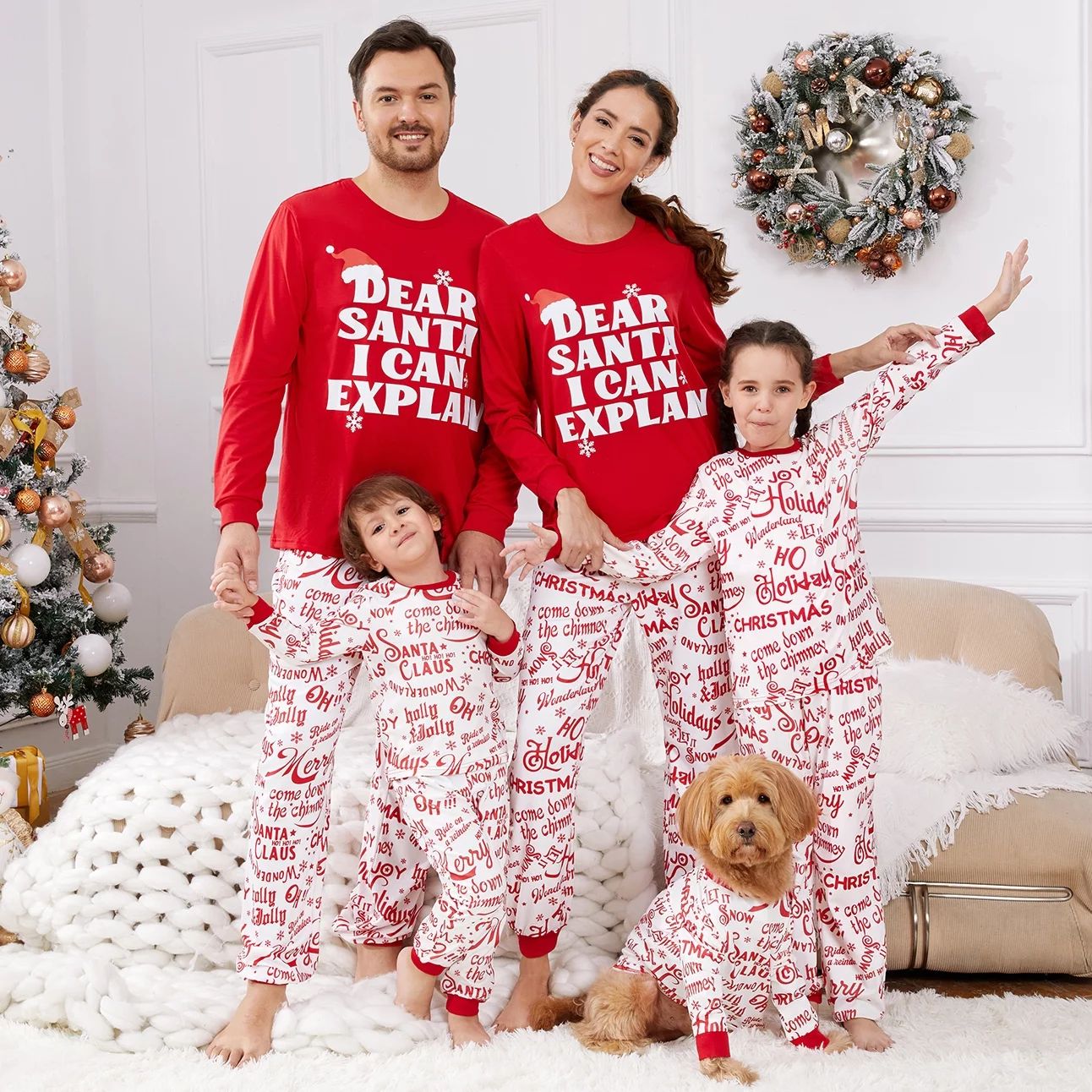 PatPat Christmas Family Matching Long-sleeve -sleeve Letter Print Red Pajamas Sets - Walmart.com | Walmart (US)