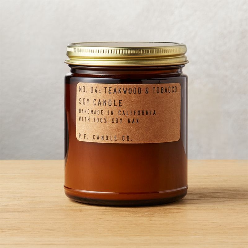 P.F. Candle Co. Teakwood and Tobacco Soy Candle 7.5 oz + Reviews | CB2 | CB2