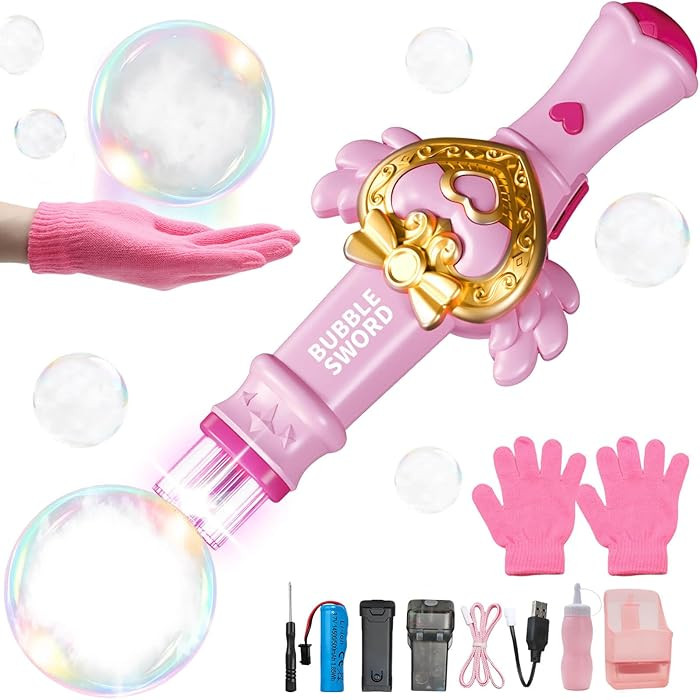 Fog Bubble Machine for Kids 3+, Mist Bubble Wand with LED Lights and Music, USB Rechargeable Bubb... | Amazon (US)