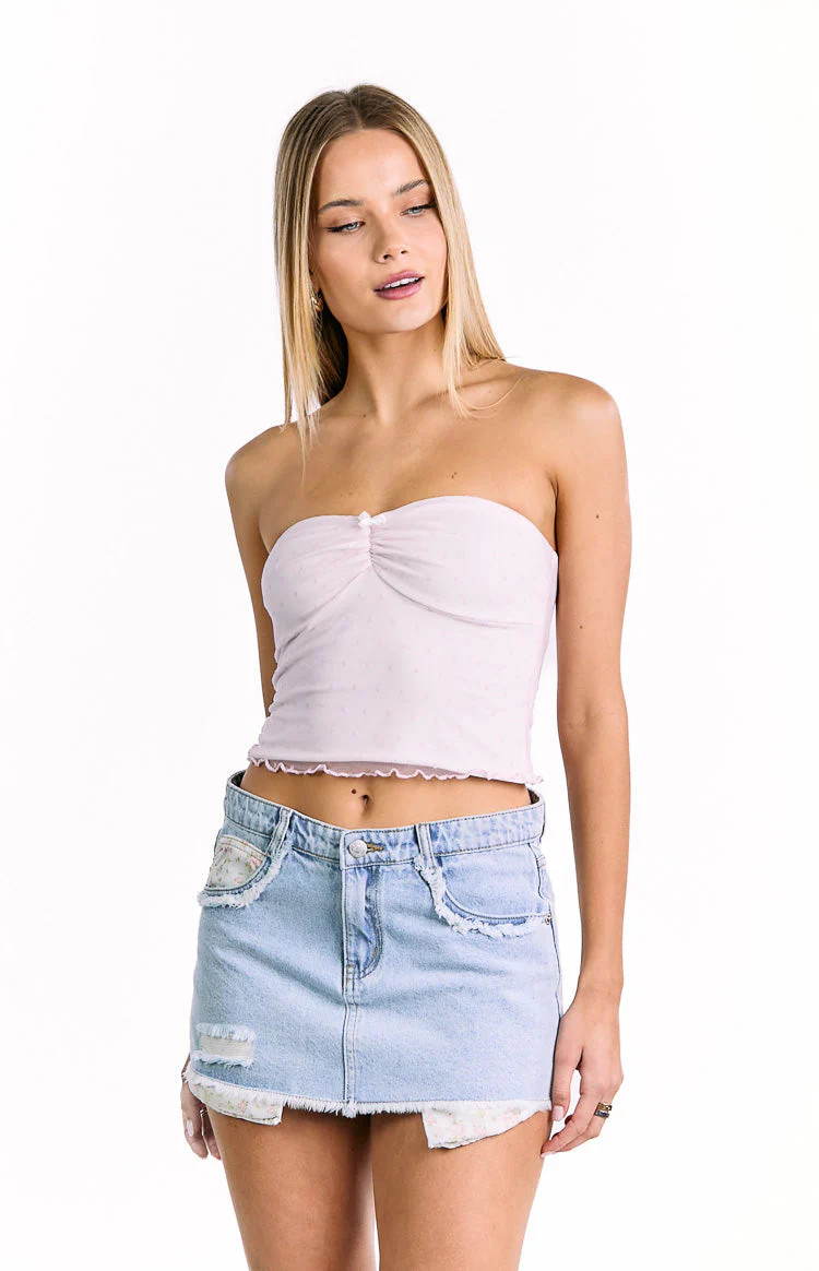 Found Love Floral Light Wash Denim Skirt | Beginning Boutique (US)