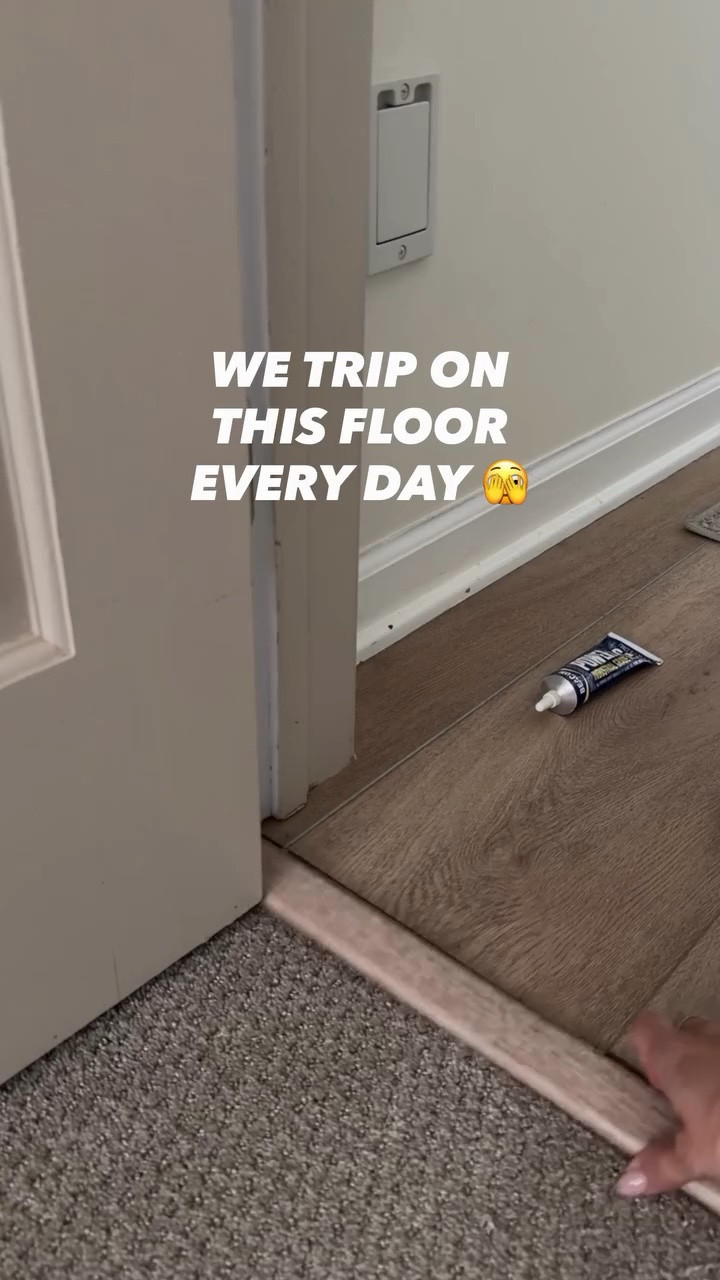House Problems Driving Me Insane: DAY 4 of 5! ✨ FLOORING TRANSITION STRIP

We trip on this loose flooring strip everyday and I fixed it in under 2 minutes ☠️ mk. Glad I’ve been tripping for a year. Any industrial grade glue or liquid nails will work!

✅ DAY 1: Dirty Windows — 6 minutes
✅ DAY 2: The Scratched Trim — 10 minutes
✅ DAY 3: The Hole Patch — 8 minutes
✅ DAY 4: The Floor Transition — 2 minutes

Tomorrow… we’re fixing the floor transition strip!

#diyhomeprojects

#LTKmomlife #LTKHome #LTKdayinmylife