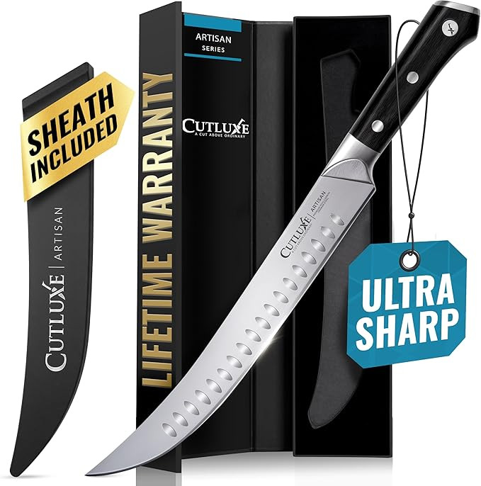 Cutluxe Butcher Knife – 10″ Cimeter Breaking Knife, Razor Sharp Forged High Carbon German Ste... | Amazon (US)
