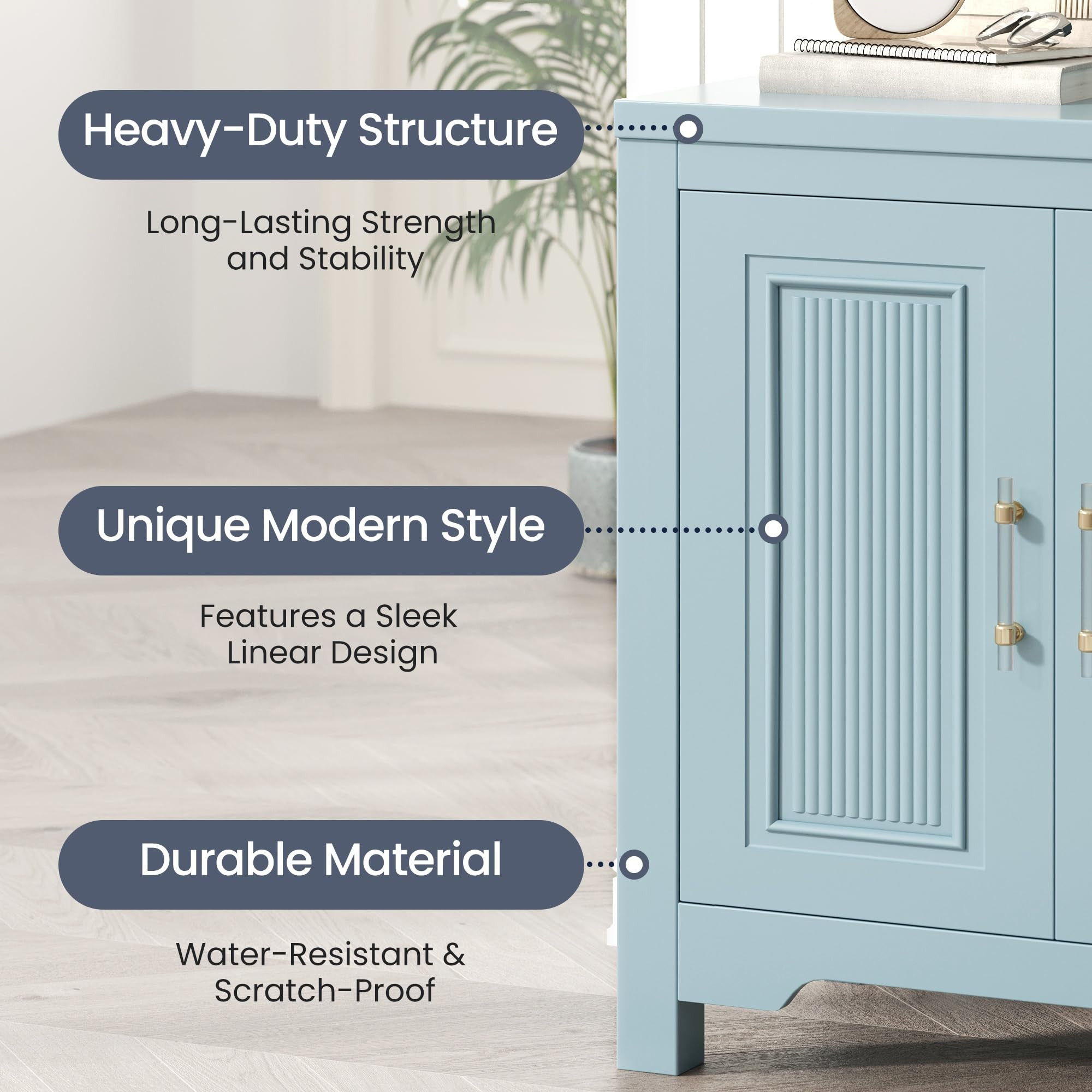 Jocoevol Buffet Cabinet with Storage, 55" Blue Kitchen Storage Cabinet with Shelves, Modern Farmh... | Amazon (US)