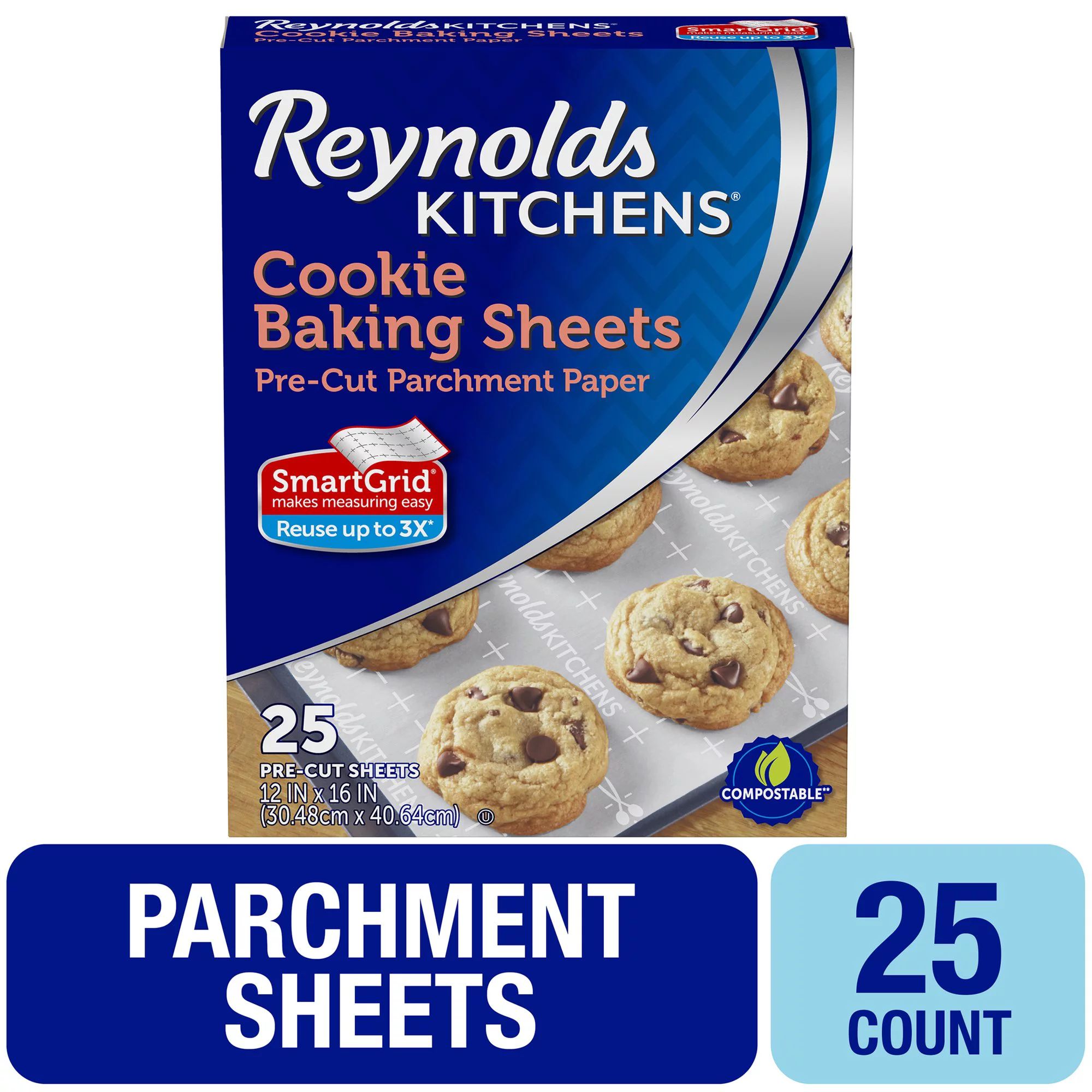 Reynolds Kitchens Cookie Baking Sheets, Pre-Cut Parchment Paper, 25 Sheets - Walmart.com | Walmart (US)