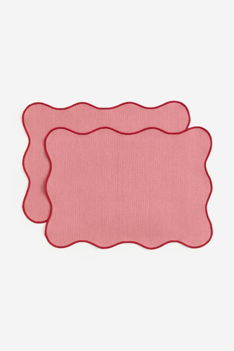 2-pack Scallop-edged Placemats - Pink/red - Home All | H&M US | H&M (US + CA)