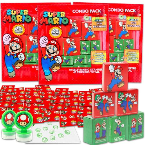 Super Mario Party Favors Bulk Set ~ Bundle with 60 Pieces Mario Favor Boxes with Stickers and Stampers for Kids Birthday Party | Mario Classroom Prize Boxes | Amazon (US)