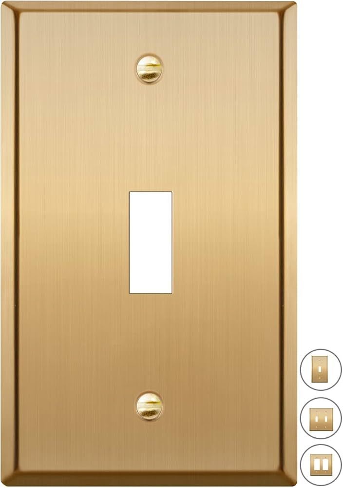 Rio Salto BRASS Metal Gold Toggle Light Switch Cover Wall Plate Single Toggle Switch Wallplate De... | Amazon (US)