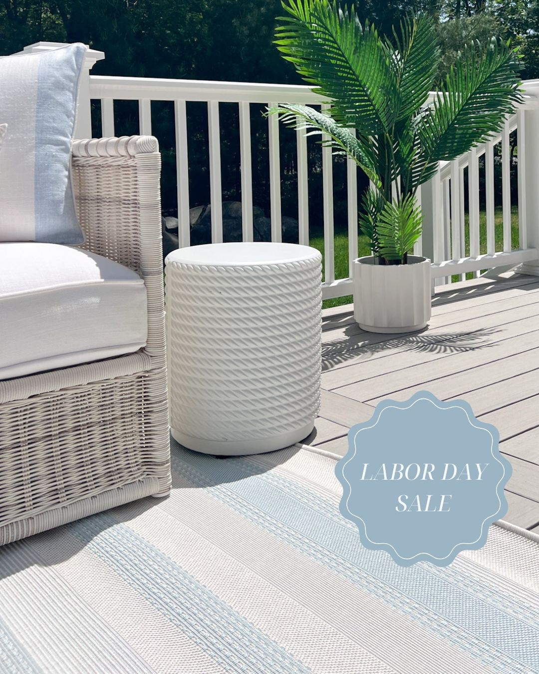 My outdoor side table (a great Serena & Lily "look for less!") is included in Wayfair's Labor Day sale, as is my indoor/outdoor rug! My outdoor couch is also 20% off right now!
-
coastal home decor, coastal style, outdoor furniture, patio furniture, outdoor furniture with performance fabric, wicker couch, outdoor sofa, rattan couch, outdoor living, outdoor lounge furniture, beach house furniture, beach house outdoor furniture, lake house furniture, outdoor furniture covers, stain resistant outdoor furniture, pacifica outdoor furniture, outdoor decor, patio decor, amazon palm trees, indoor/outdoor rugs, wayfair rugs, outdoor rugs, patio rugs, striped rugs, outdoor lounger, outdoor chaise, outdoor coffee table, white coffee table, round coffee tables, coffee table decor, outdoor pillows, amazon pillow covers, coastal pillow covers, blue pillow covers, outdoor pillows, Pacifica couch, Serena & Lily outdoor furniture, waterproof outdoor pillows, amazon pillows, amazon outdoor pillow covers, white side tables, outdoor side tables, patio tables, Labor Day sales, Labor Day home sales, Wayfair outdoor furniture 

#LTKHome #LTKStyleTip #LTKSaleAlert