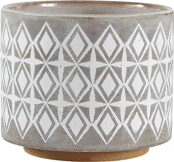 Amazon Brand – Rivet Geometric Ceramic Planter Pot, 6.5"H, Grey | Amazon (US)