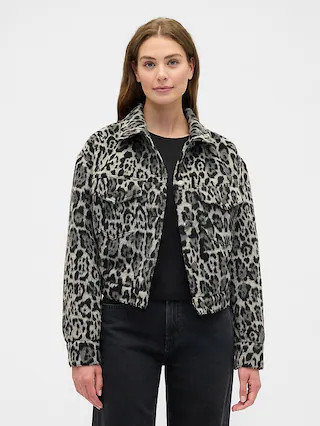 Relaxed Cropped Textured Icon Jacket | Gap Factory