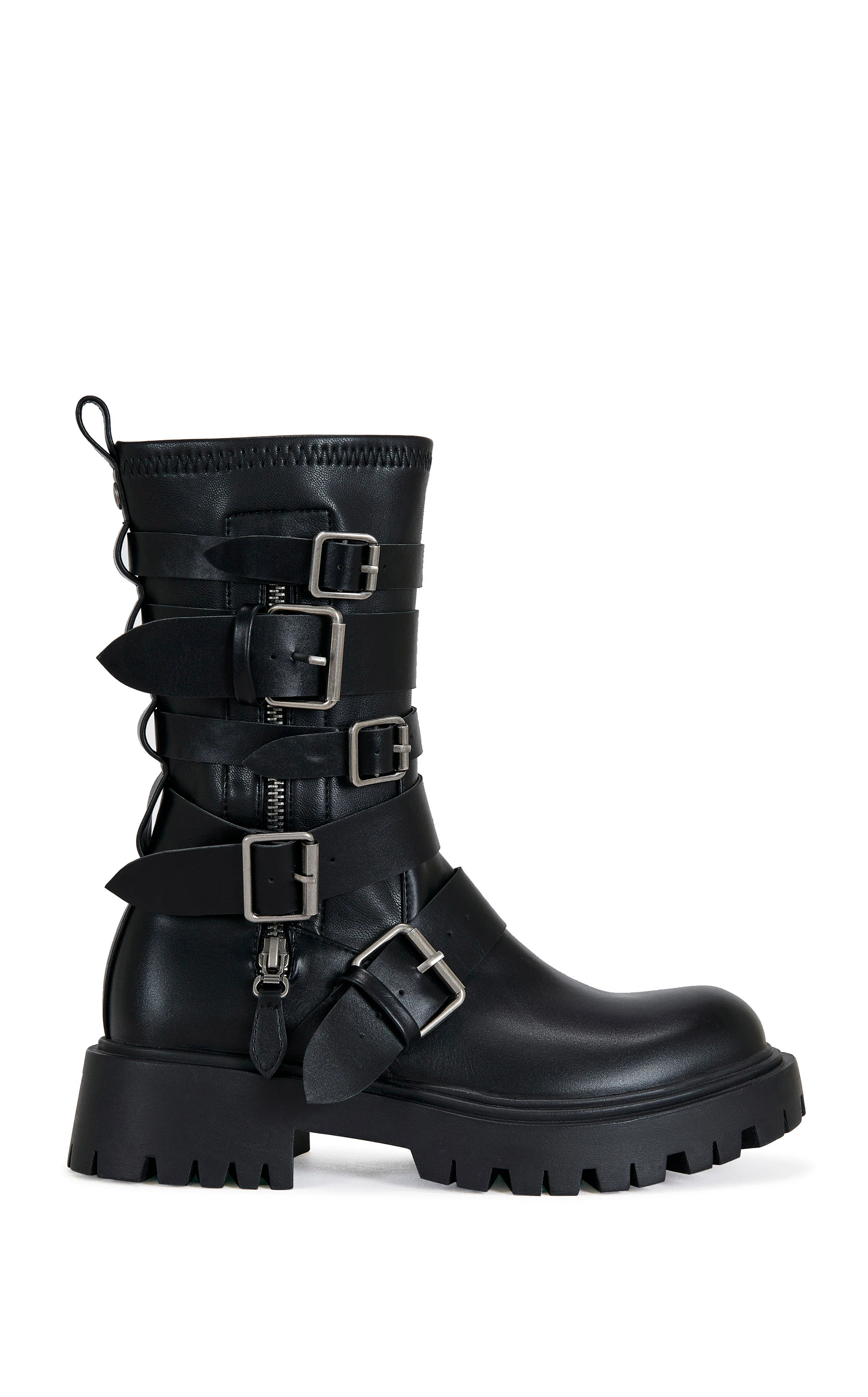 SPRIDY-BLACK BUCKLED COMBAT BOOTIE | Azalea Wang