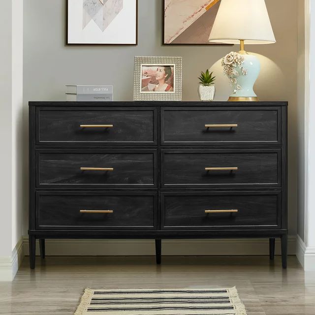 Better Homes & Gardens Oaklee 6 Drawer Dresser, Charcoal Finish | Walmart (US)
