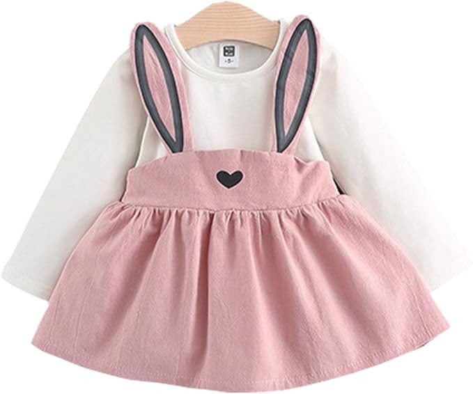 Baby Girls Rabbit Style Long Sleeve Princess Flower Dress | Amazon (US)