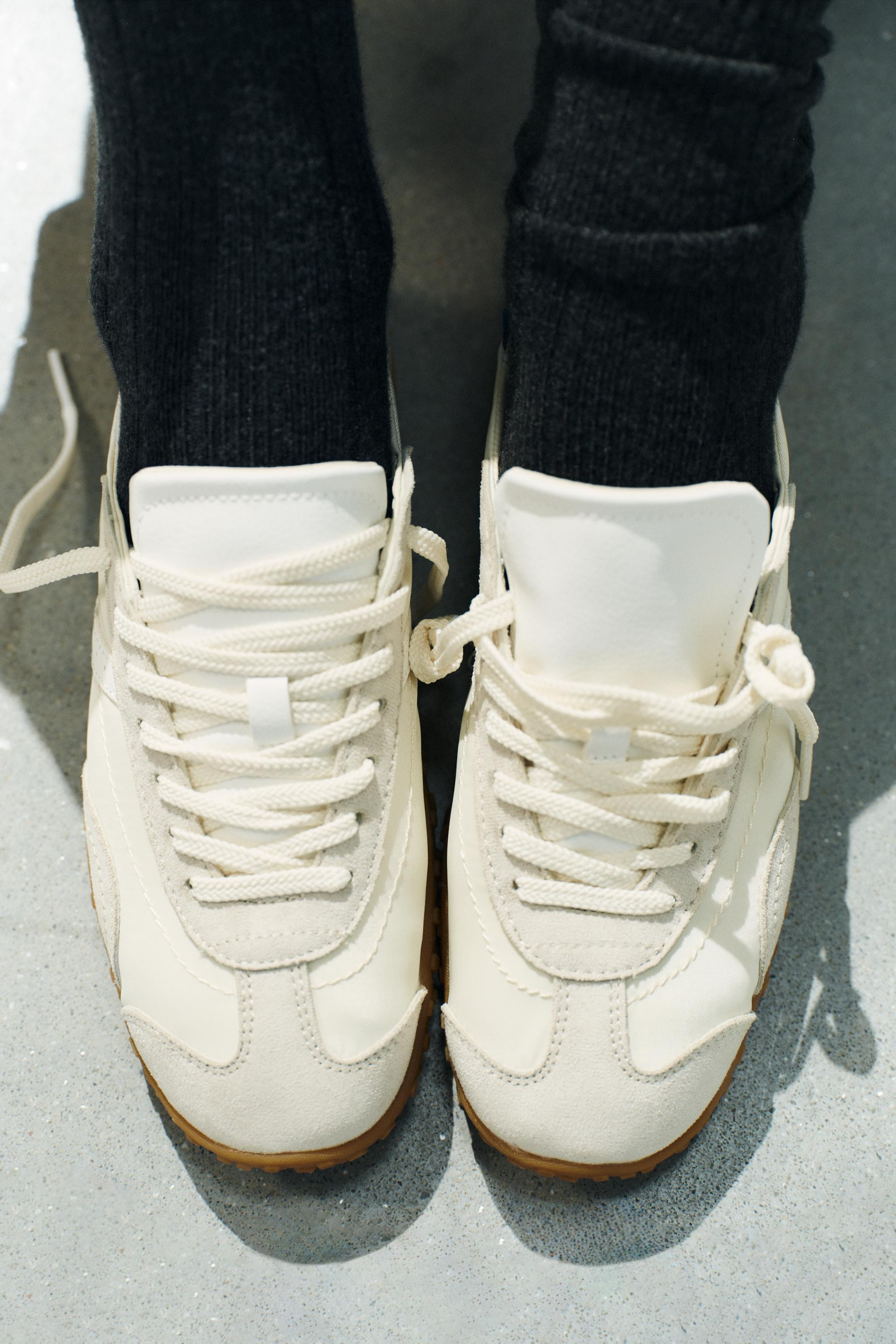 Blucher-style sneakers. Featuring topstitching on the upper. Contrast heel detail in a mix of col... | Zara US