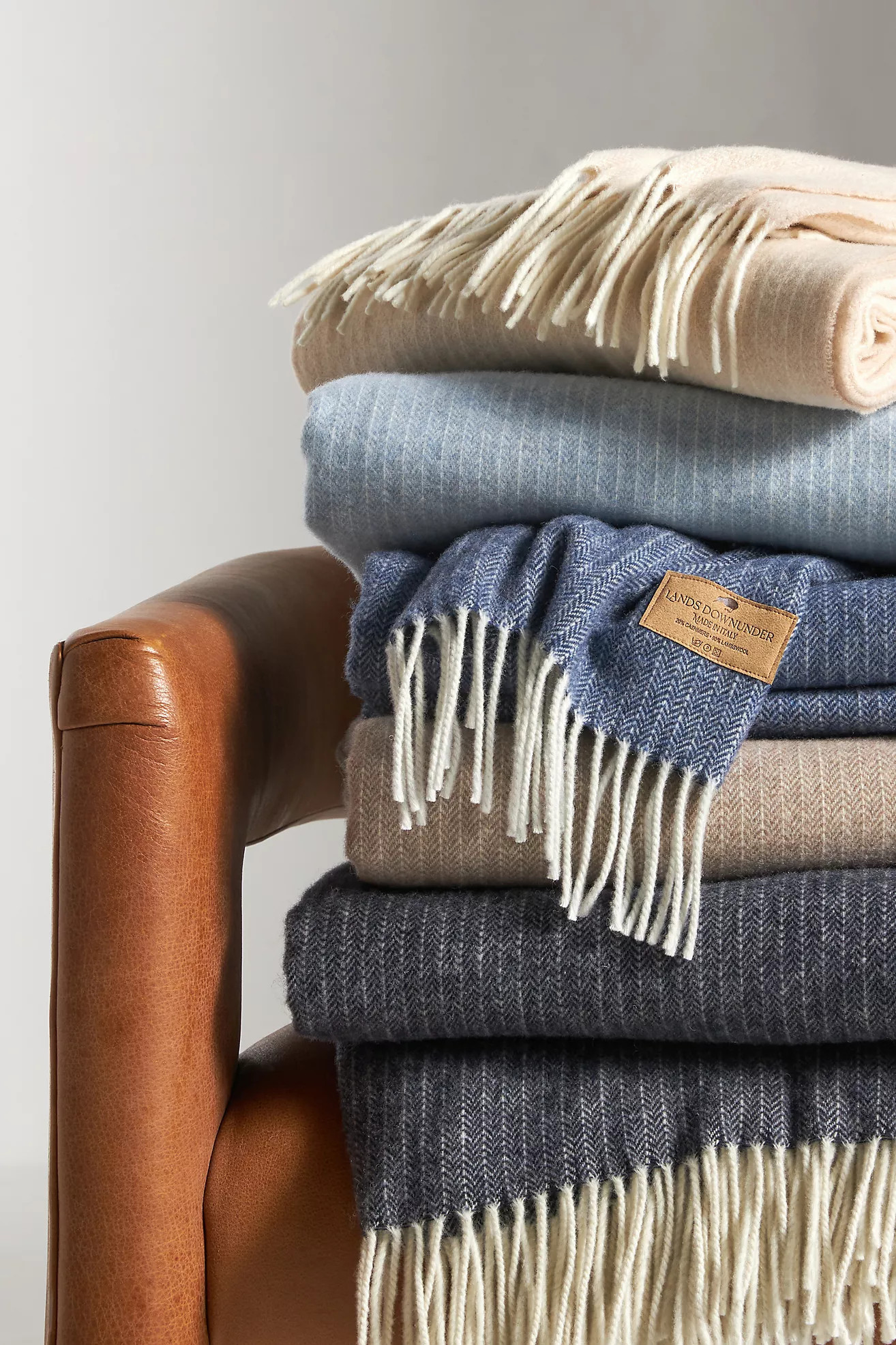 Pinstripe Cashmere Throw Blanket | Anthropologie (US)