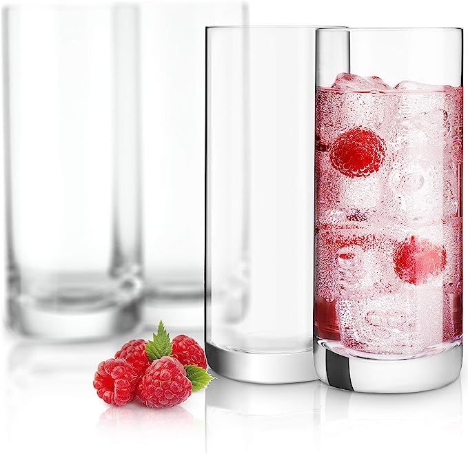 JoyJolt Stella Lead Free Crystal Highball Glasses Barware Collins Tumbler for Water, Juice, Beer,... | Amazon (US)