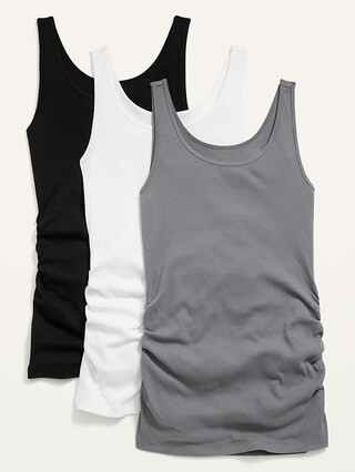 Maternity First Layer Rib-Knit Side-Shirred Tank Top 3-Pack | Old Navy (US)