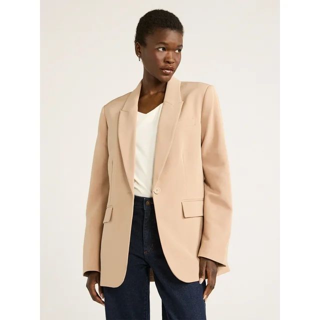 Scoop Women's Ultimate Crepe One Button Suit Blazer, Sizes XS-XXL | Walmart (US)