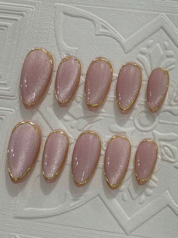 £3.75£4.78-21%Limited Time Price Drop10Pcs Handmade Almond-Shaped Fake Nails With Pink Cat Eye ... | SHEIN