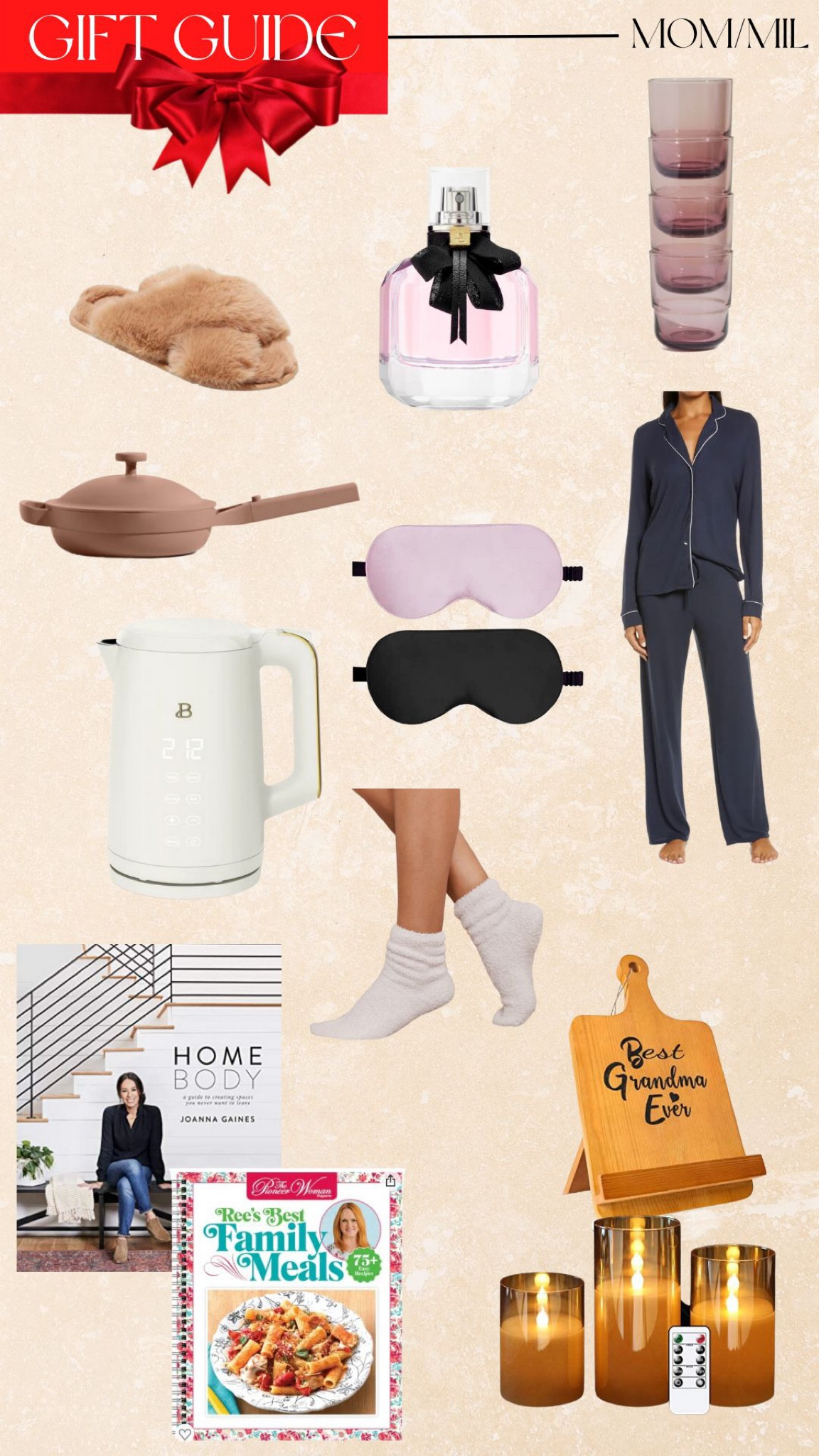 Gift guide, mom, mother, mother in law, MIL, cookbook, wood decor, sleep mask, pajamas, fuzzy socks, cozy, always pan, mini pan, kitchenware, yves, yves saint laurent, designer, perfume, fragrance, slippers, fuzzy slippers, target, Amazon, Nordstrom, pink lily, sephora, gifts for her 

#LTKGiftGuide #LTKHoliday #LTKSeasonal