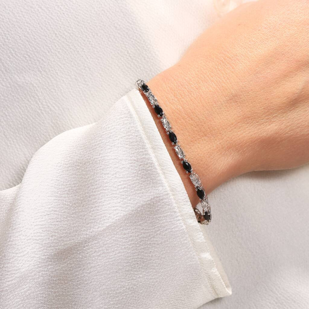 Black Sapphire And Diamond Tennis Bracelet | Not On The High Street