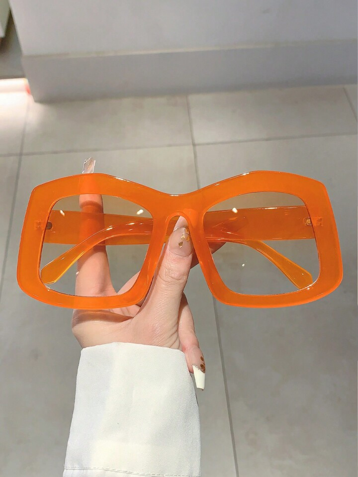 1pc Women's Oversized Jelly Fashion Glasses With Gradient Lens And Decorative Frame Cute Shades B... | SHEIN