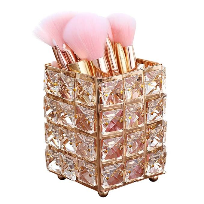 Smi&Love Makeup Brush Holder Crystal Makeup Brush Organizer Storage Bucket Eyebrow Pencil Pen Cup... | Amazon (US)