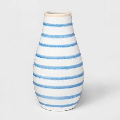 8.7" x 4.6" Stoneware Striped Vase Blue/White - Threshold™ | Target