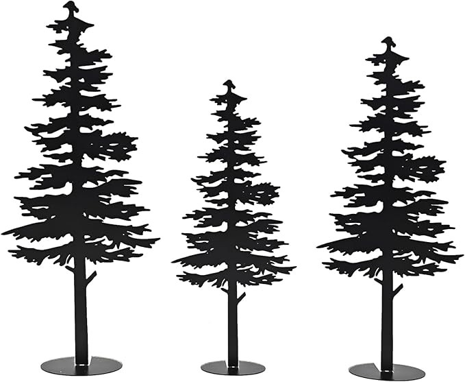 Farmhouse Metal Pine Tree Decor - Rustic Cabin Woodland Forest Accent Fireplace Centerpiece Livin... | Amazon (US)
