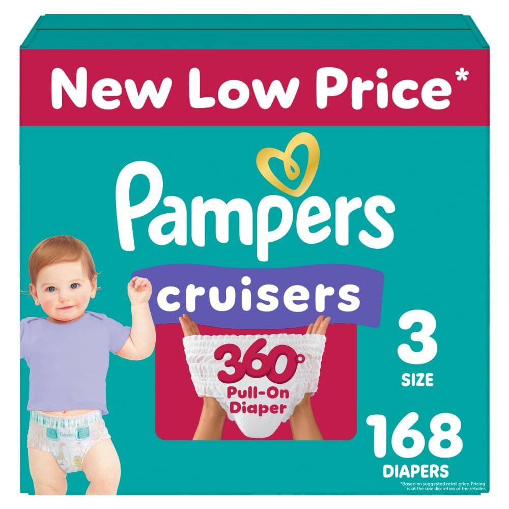 Pampers Diapers - Cruisers 360 - Size 3, 168 Count, Babyproof, up to 100% Leakproof Pull-On Diape... | Amazon (US)