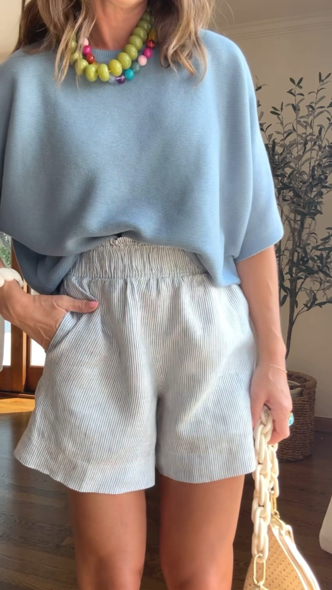 Classics for Summer. 
Linen shorts - S color: blue pinstripe 
Sweater / S

#LTKootd #LTKmomlife #LTKSeasonal