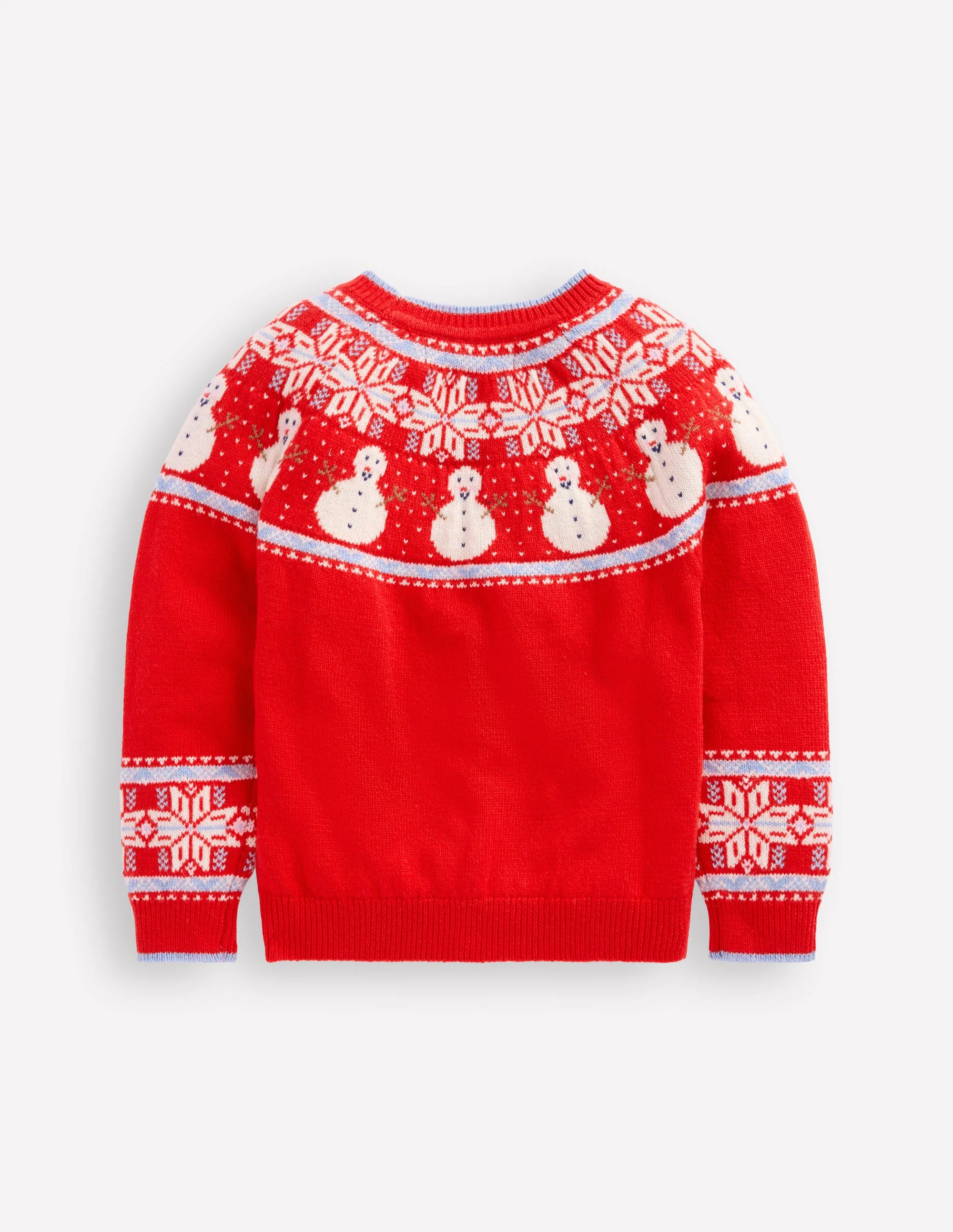 Fair Isle Jumper-Poppy Red Snowmen | Boden (US)